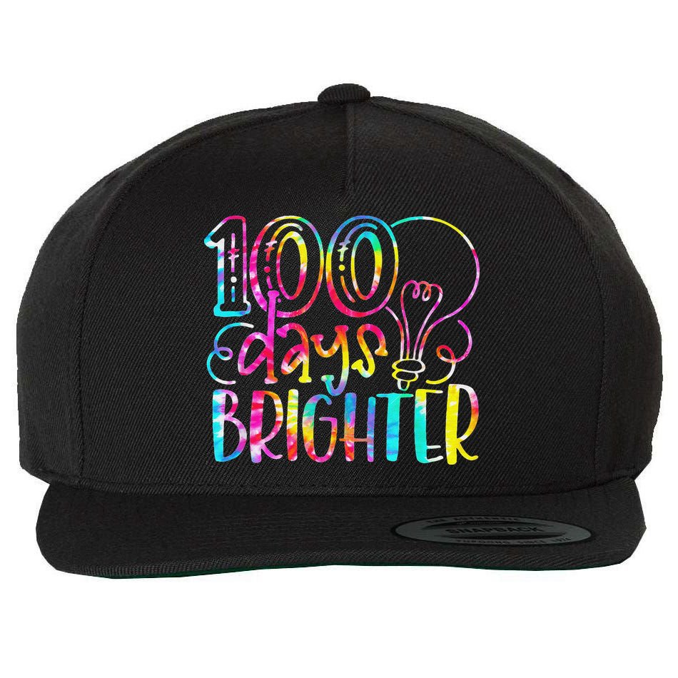Tie Dye 100 Days Brighter Student Happy 100th Day Of School Wool Snapback Cap