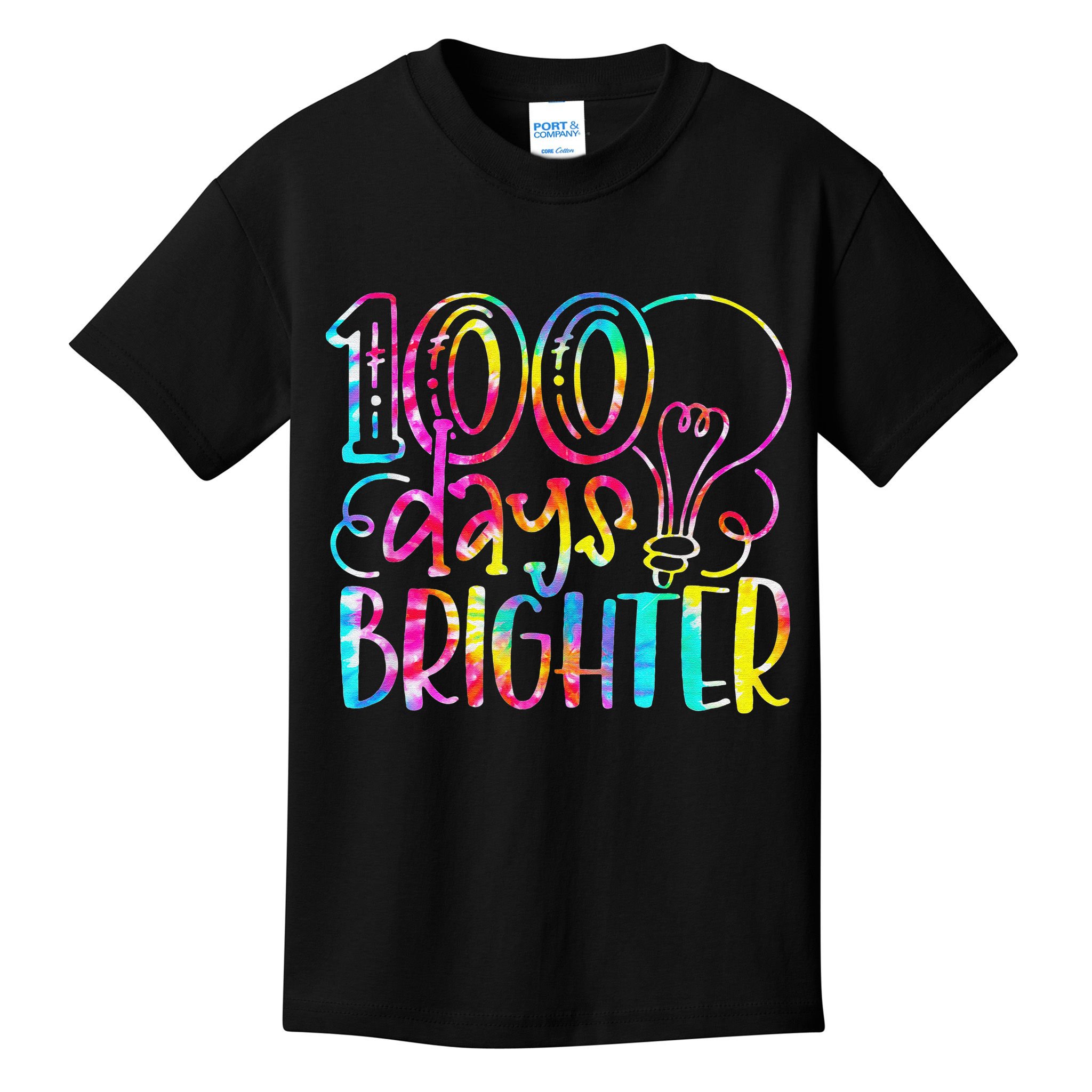 Tie Dye 100 Days Brighter Student Happy 100th Day Of School Kids T-Shirt