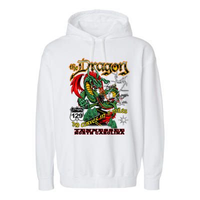 The Dragon 129 Tn And Nc Usa 318 Curves 11 Miles Garment-Dyed Fleece Hoodie