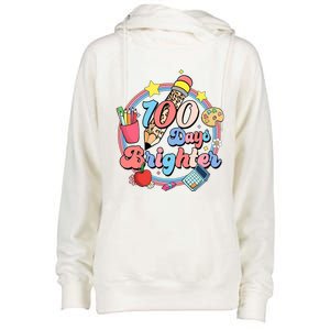 Tie Dye 100 Days Brighter Student Happy 100th Day Of School Gift Womens Funnel Neck Pullover Hood