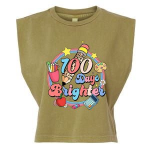 Tie Dye 100 Days Brighter Student Happy 100th Day Of School Gift Garment-Dyed Women's Muscle Tee