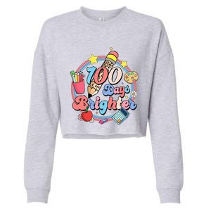 Tie Dye 100 Days Brighter Student Happy 100th Day Of School Gift Cropped Pullover Crew