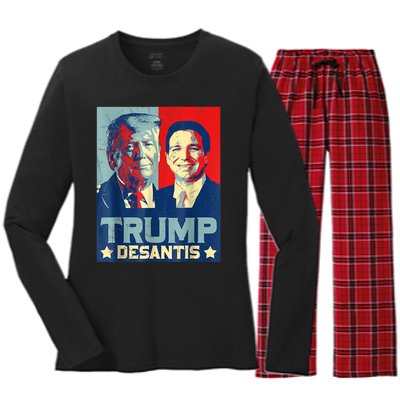 Trump DeSantis 2024 Election Make America Florida Women's Long Sleeve Flannel Pajama Set 