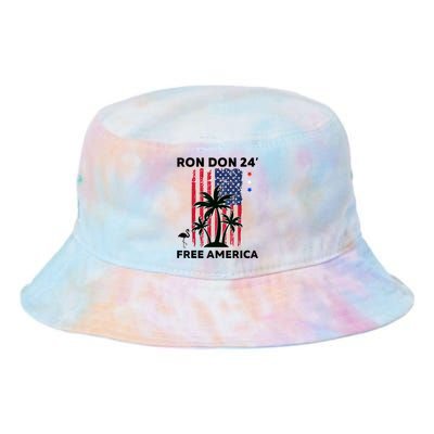 Trump Desantis 2024 Ron Don 24' American Flag Flamingo Stars Tie Dye Newport Bucket Hat