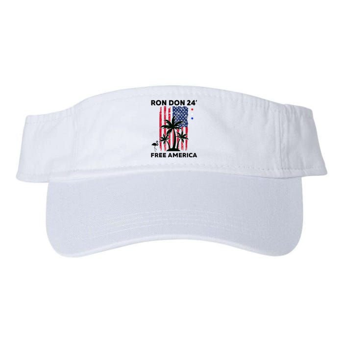 Trump Desantis 2024 Ron Don 24' American Flag Flamingo Stars Valucap Bio-Washed Visor