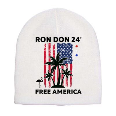 Trump Desantis 2024 Ron Don 24' American Flag Flamingo Stars Short Acrylic Beanie