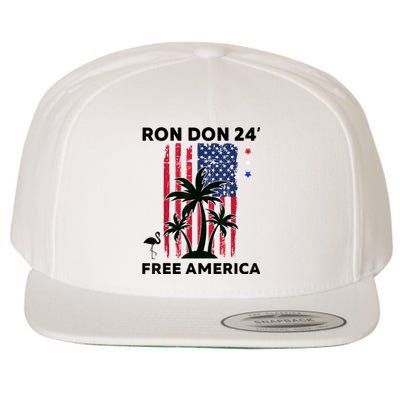 Trump Desantis 2024 Ron Don 24' American Flag Flamingo Stars Wool Snapback Cap