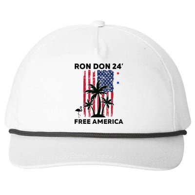 Trump Desantis 2024 Ron Don 24' American Flag Flamingo Stars Snapback Five-Panel Rope Hat