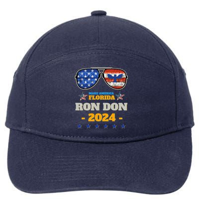 Trump DeSantis 2024 Ron Don 24' American Flag Sunglasses 7-Panel Snapback Hat