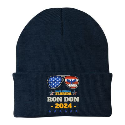 Trump DeSantis 2024 Ron Don 24' American Flag Sunglasses Knit Cap Winter Beanie