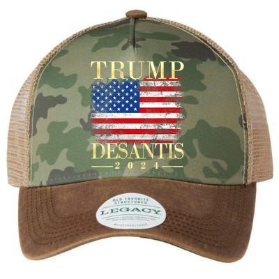 Trump Desantis 2024 Vintage Flag Legacy Tie Dye Trucker Hat