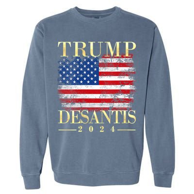 Trump Desantis 2024 Vintage Flag Garment-Dyed Sweatshirt