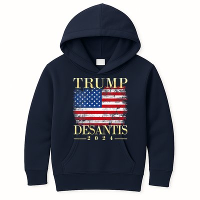 Trump Desantis 2024 Vintage Flag Kids Hoodie