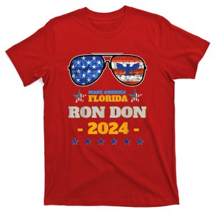 Trump Desantis 2024 Ron Don 24' American Flag Flamingo Stars T-Shirt