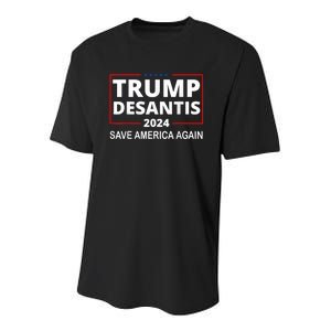 Trump Desantis 2024 Save America Again Republican Election Youth Performance Sprint T-Shirt