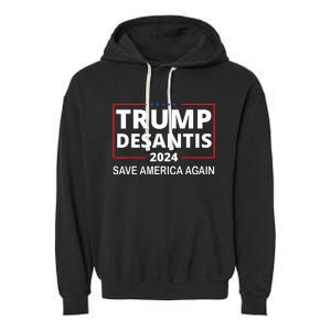 Trump Desantis 2024 Save America Again Republican Election Garment-Dyed Fleece Hoodie