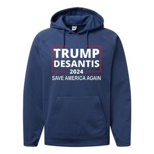 Trump Desantis 2024 Save America Again Republican Election Performance Fleece Hoodie