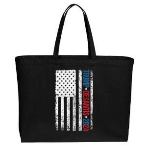 Trump Desantis 2024 American Flag Cotton Canvas Jumbo Tote