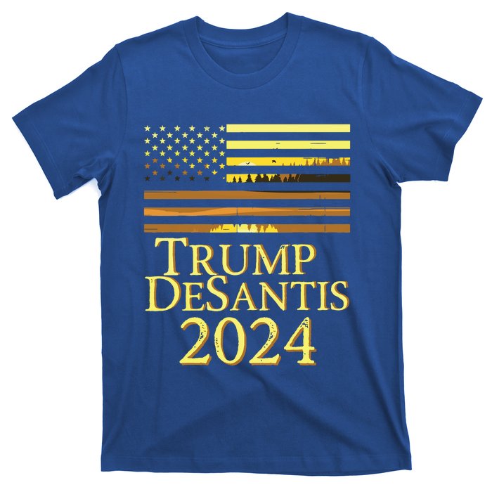 Trump Desantis 2024 American Flag Vintage Distressed Sunset T-Shirt