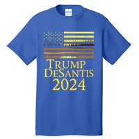 Trump Desantis 2024 American Flag Vintage Distressed Sunset Tall T-Shirt