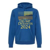 Trump Desantis 2024 American Flag Vintage Distressed Sunset Premium Hoodie