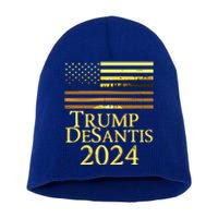 Trump Desantis 2024 American Flag Vintage Distressed Sunset Short Acrylic Beanie