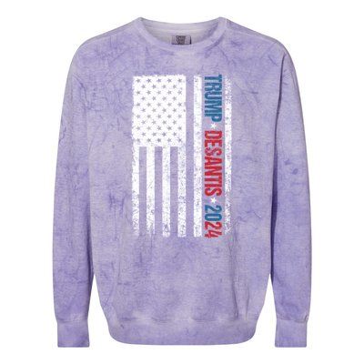 Trump Desantis 2024 American Flag Colorblast Crewneck Sweatshirt