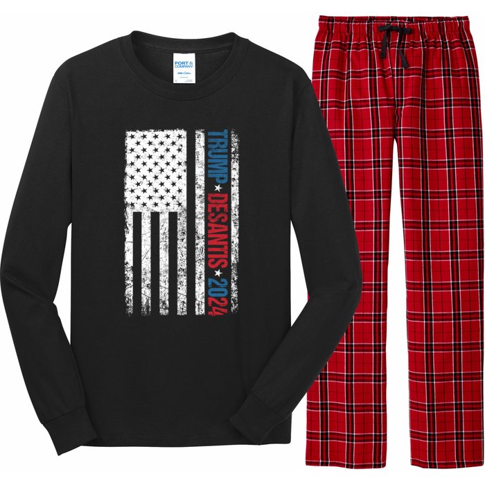 Trump Desantis 2024 American Flag Long Sleeve Pajama Set