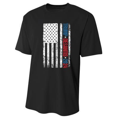 Trump Desantis 2024 American Flag Performance Sprint T-Shirt