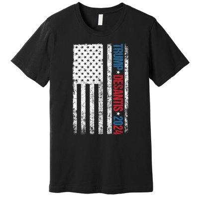 Trump Desantis 2024 American Flag Premium T-Shirt