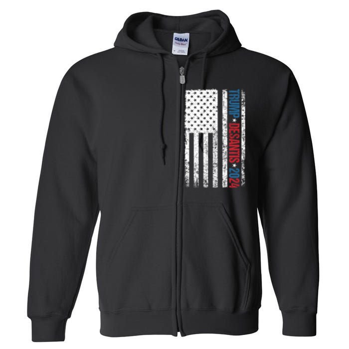 Trump Desantis 2024 American Flag Full Zip Hoodie