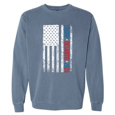 Trump Desantis 2024 American Flag Garment-Dyed Sweatshirt