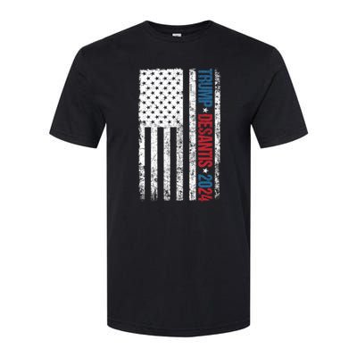 Trump Desantis 2024 American Flag Softstyle CVC T-Shirt