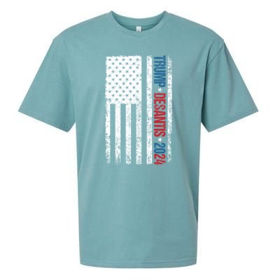 Trump Desantis 2024 American Flag Sueded Cloud Jersey T-Shirt