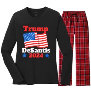 Trump DeSantis 2024 Maga Elect Republican President Trump Women's Long Sleeve Flannel Pajama Set 