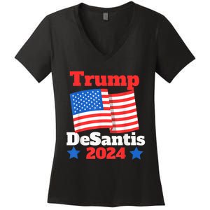 Trump DeSantis 2024 Maga Elect Republican President Trump Women's V-Neck T-Shirt