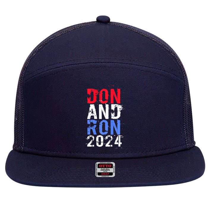 Trump DeSantis 2024 DON AND RON President Republican Party 7 Panel Mesh Trucker Snapback Hat