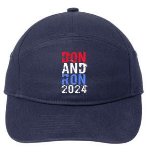 Trump DeSantis 2024 DON AND RON President Republican Party 7-Panel Snapback Hat