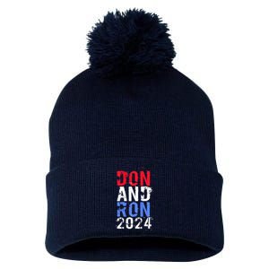 Trump DeSantis 2024 DON AND RON President Republican Party Pom Pom 12in Knit Beanie