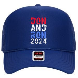 Trump DeSantis 2024 DON AND RON President Republican Party High Crown Mesh Back Trucker Hat