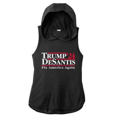 Trump DeSantis 2024 Donald Trump Ron DeSantis For President Ladies PosiCharge Tri-Blend Wicking Draft Hoodie Tank