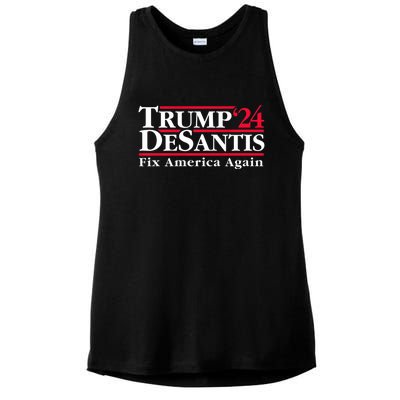 Trump DeSantis 2024 Donald Trump Ron DeSantis For President Ladies PosiCharge Tri-Blend Wicking Tank