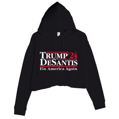 Trump DeSantis 2024 Donald Trump Ron DeSantis For President Crop Fleece Hoodie