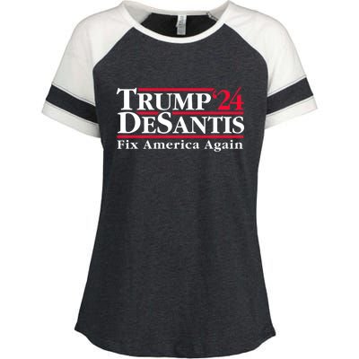 Trump DeSantis 2024 Donald Trump Ron DeSantis For President Enza Ladies Jersey Colorblock Tee