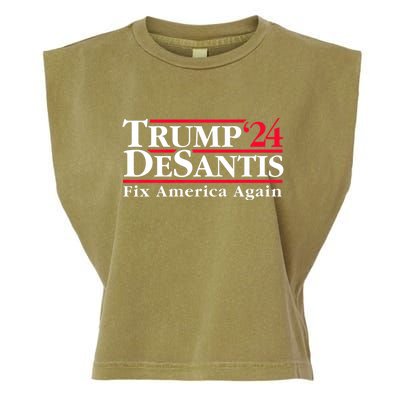 Trump DeSantis 2024 Donald Trump Ron DeSantis For President Garment-Dyed Women's Muscle Tee