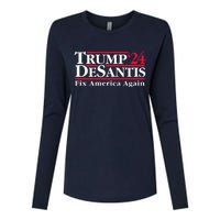 Trump DeSantis 2024 Donald Trump Ron DeSantis For President Womens Cotton Relaxed Long Sleeve T-Shirt