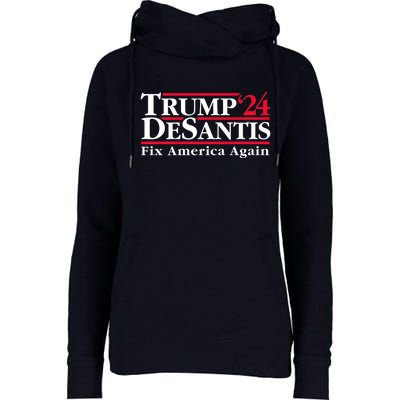 Trump DeSantis 2024 Donald Trump Ron DeSantis For President Womens Funnel Neck Pullover Hood