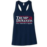 Trump DeSantis 2024 Donald Trump Ron DeSantis For President Women's Racerback Tank