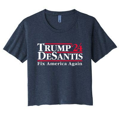 Trump DeSantis 2024 Donald Trump Ron DeSantis For President Women's Crop Top Tee