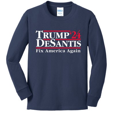 Trump DeSantis 2024 Donald Trump Ron DeSantis For President Kids Long Sleeve Shirt